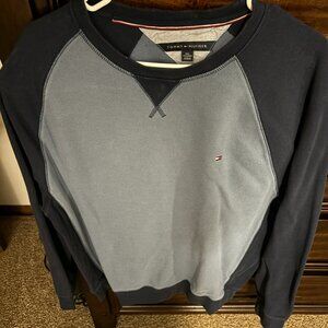 Tommy Hilfiger XXL Henley Sweater Crew Neck Men's Long Sleeve Navy Grey
